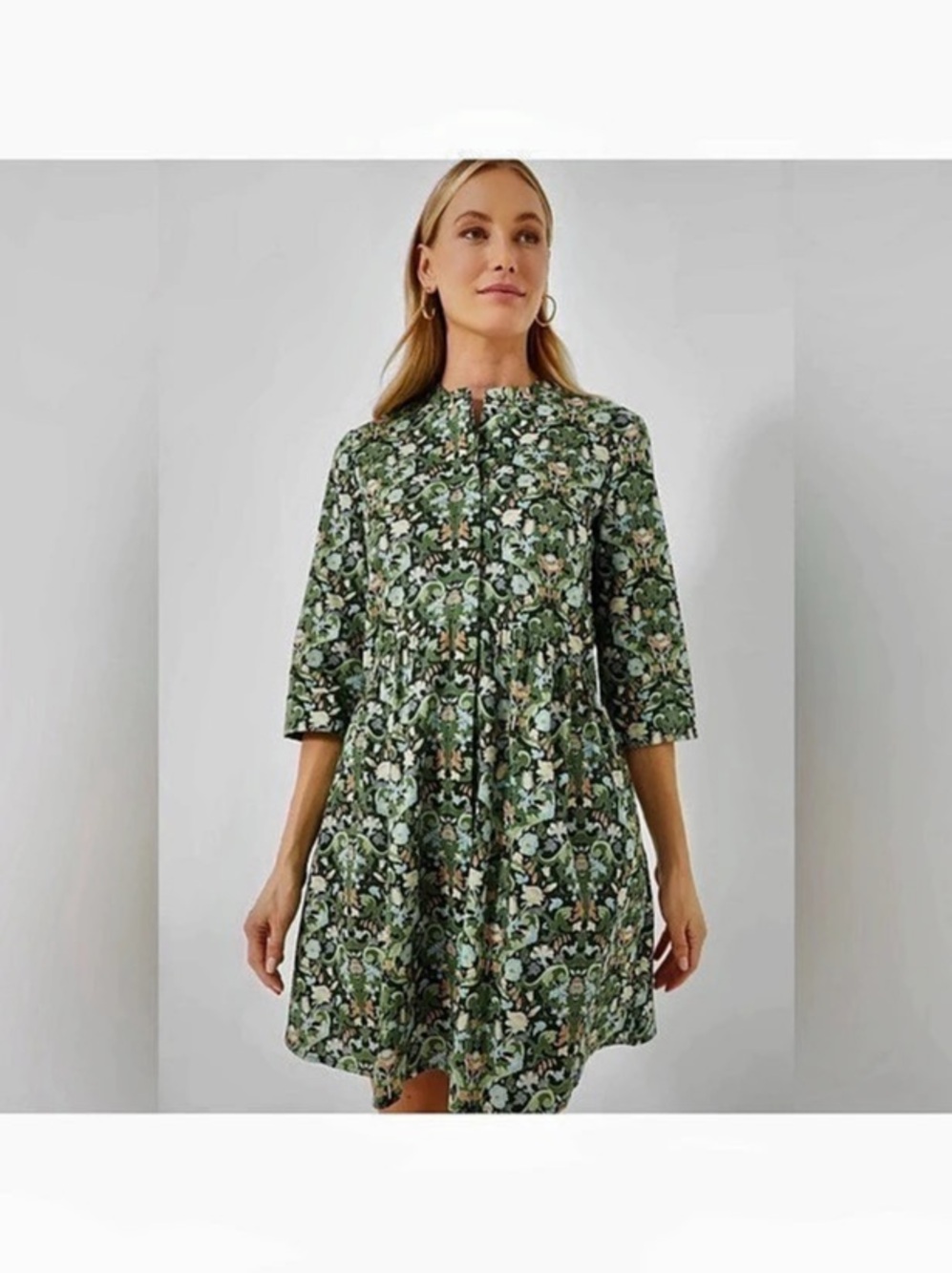 Tuckernuck Green Floral Drop Waist Dress